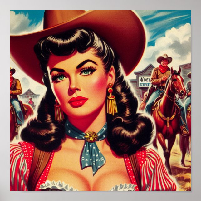 Poster Vaqueira Vintage Pin-up (Frente)