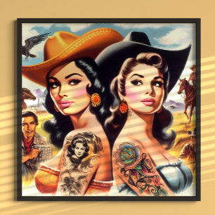 Poster Vaqueiras Tatuadas Vintage