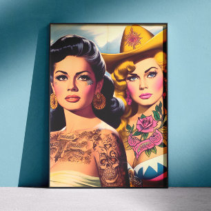 Poster Vaqueiras Tatuadas Vintage