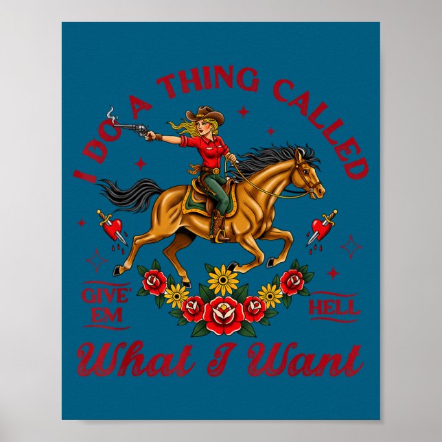 Poster Vaqueiras Vida Western Rodeio Eu Faço Uma Coisa Ch (Frente)