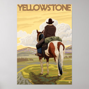 Póster Vaqueiro & cavalo - parque nacional de Yellowstone