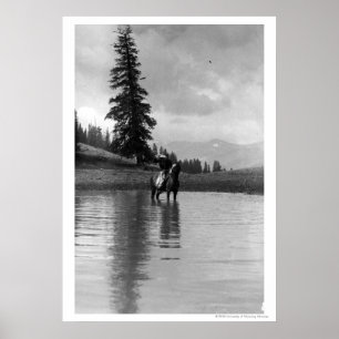 Póster Vaqueiro em uma lagoa