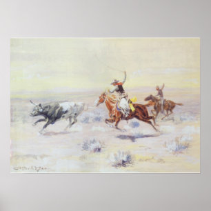 Póster Vaqueiros do triângulo do bar por CM Russell