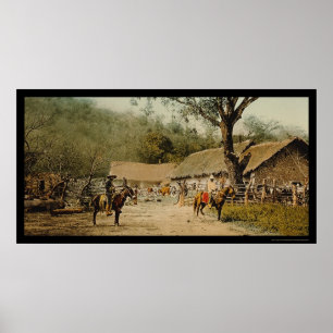 Poster Vaqueiros na fazenda mexicana 1890