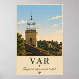 Poster Var Provence Village Bell Tower Vintage