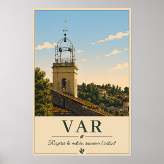 Poster Var Provence Village Bell Tower Vintage