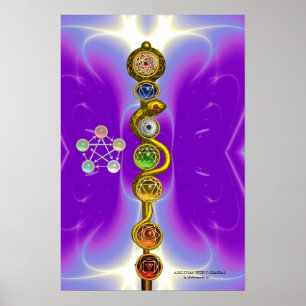 PÓSTER VARA DE ASCLEPIO 7 CHAKRAS, YOGA, ENERGIA ESPIRITU