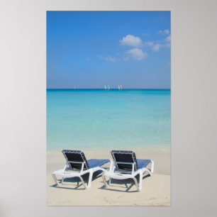 Póster Varadero, Cuba. Areia e Cadeiras de Praia