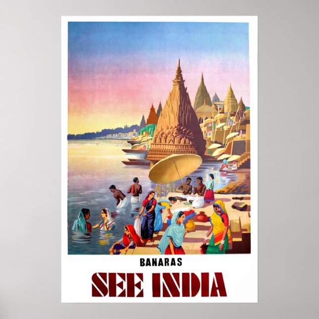 Poster Varanasi, Índia, rio Ganges (Frente)