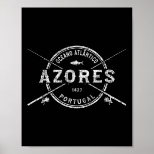 Poster Varas de Pesca Cruzadas Vintage dos Açores