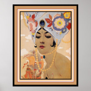 Póster Vargas Art Deco "Girl in Turban" 16 x 20