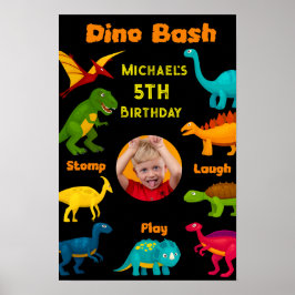 Poster Várias espécies de dinossauros coloridos