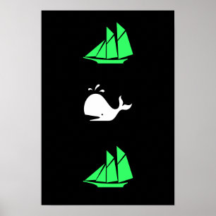 Póster Vários ícones do Oceano Glow_green clipper branco 