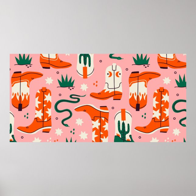 Poster Vários padrões de botas de cowboy (Frente)