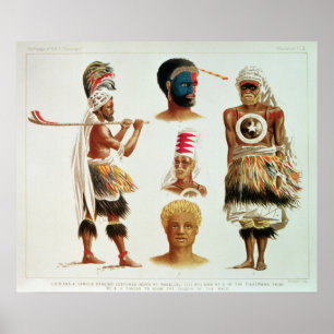 Póster Vários trajes da dança vestidos em Nakello, Fiji
