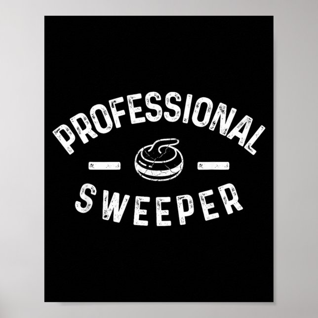 Poster Varredor Profissional Curling Divertido (Frente)