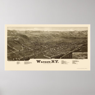 Poster Varsóvia, mapa panorâmico de NY - 1885