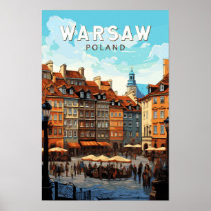 Poster Varsóvia Polônia Viagem Art Vintage