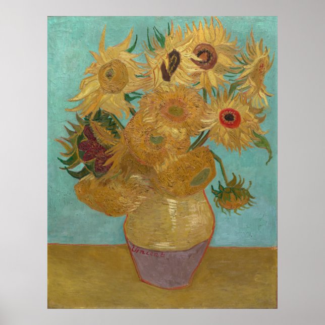 Póster Vase com 12 Girassóis por Vincent Van Gogh (Frente)