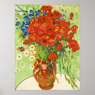 Poster Vase com Cornflower e Poppies, Van Gogh