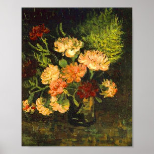 Poster Vase com cravos (F243) Van Gogh de arte fina