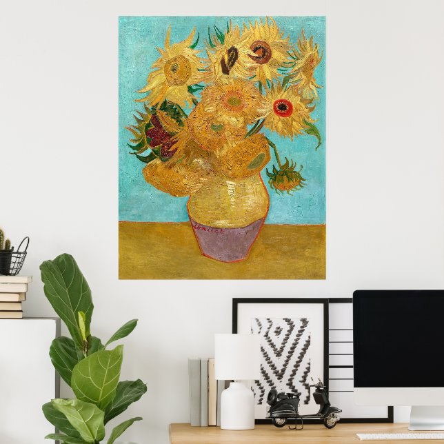 Poster Vase com doze girassóis por Vincent Van Gogh (Escritório em casa)