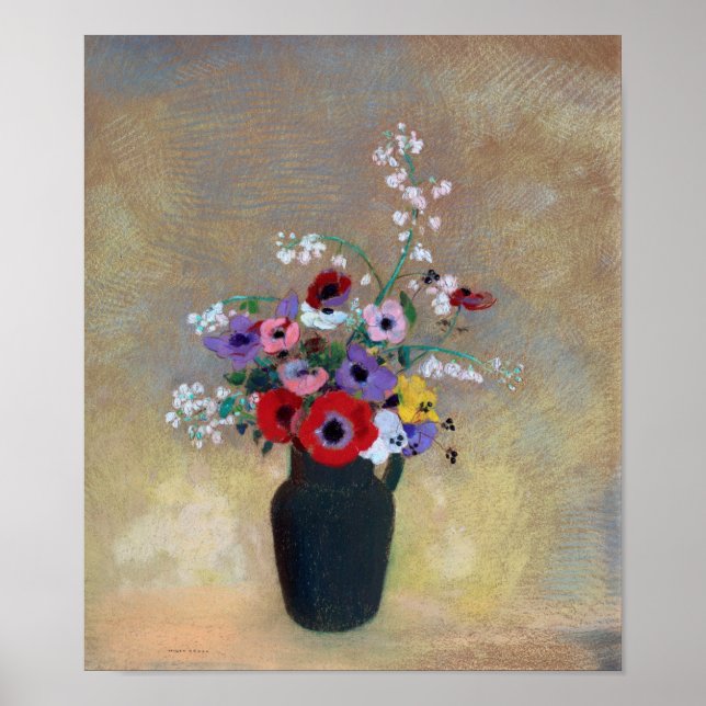 Poster Vase com Flores Mistas, Redon (Frente)