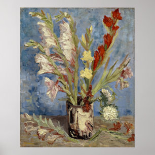 Póster Vase com Gladioli e Astros Chineses por Van Gogh