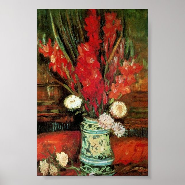 Póster Vase com Gladioli Van Gogh Fine Art (Frente)