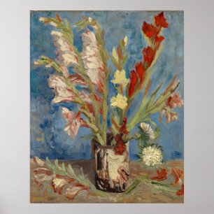 Poster Vase com Gladíolos e Asters Chineses van Gogh