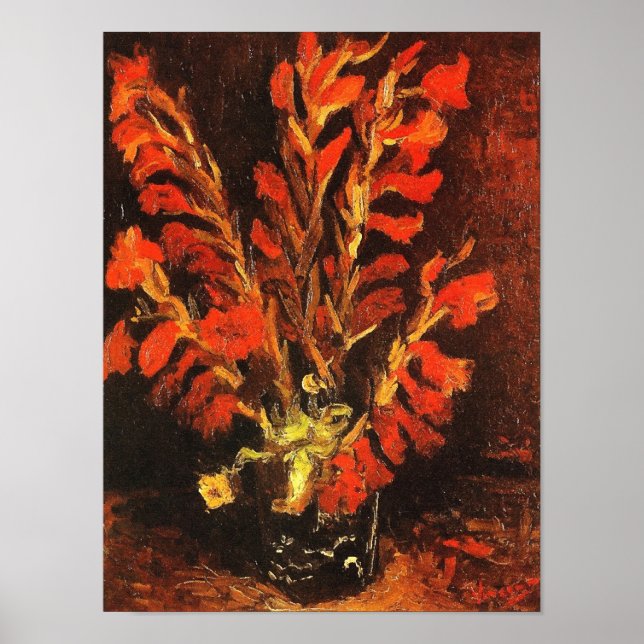 Póster Vase com Gladíolos Van Gogh Art (Frente)
