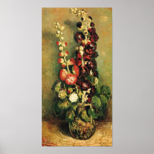 Póster Vase com Hollyhocks (F235) Van Gogh Fine Art