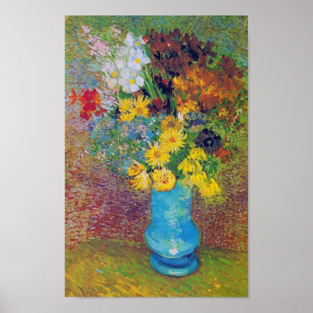 Poster Vase com margaridas e anêmonas, Van Gogh (Frente)