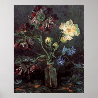 Póster Vase com Myosotis e Peonies - Vincent van Gogh
