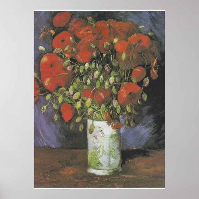 Poster Vase com papagaios vermelhos Vincent van Gogh (Frente)