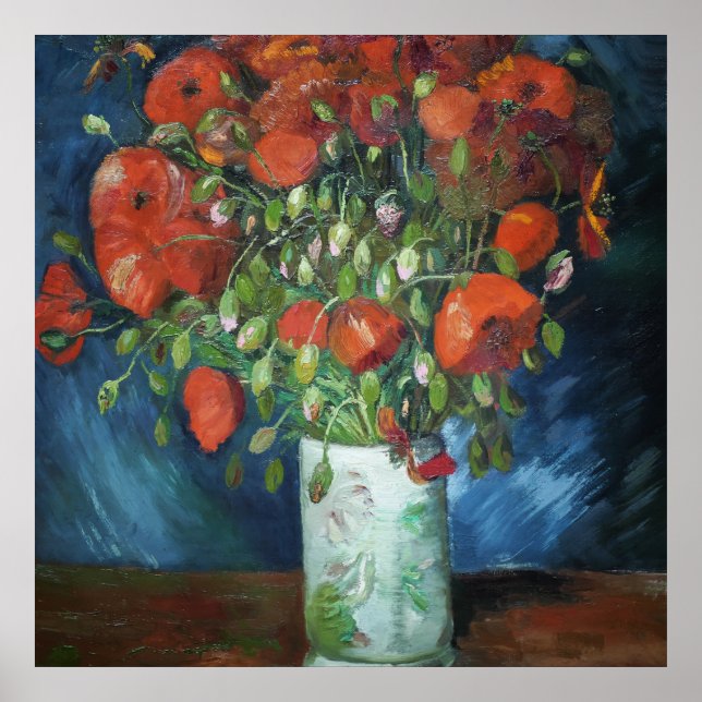 Poster Vase com papagaios vermelhos Vincent van Gogh (Frente)