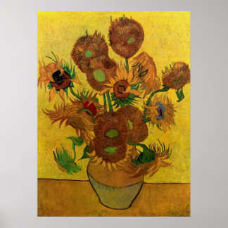 Póster Vase com Quinze Girassóis por van Gogh