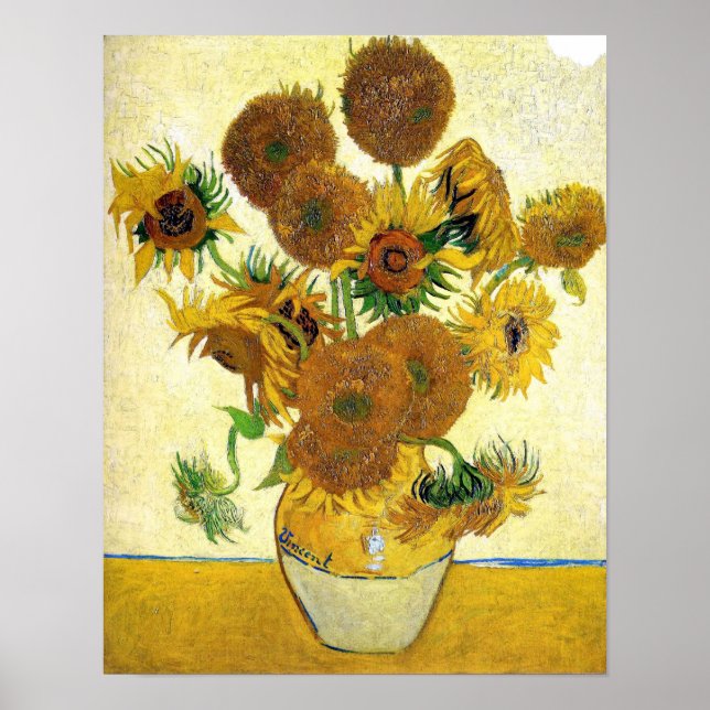 Póster Vase Com Quinze Girassóis Por Vincent Van Gogh (Frente)