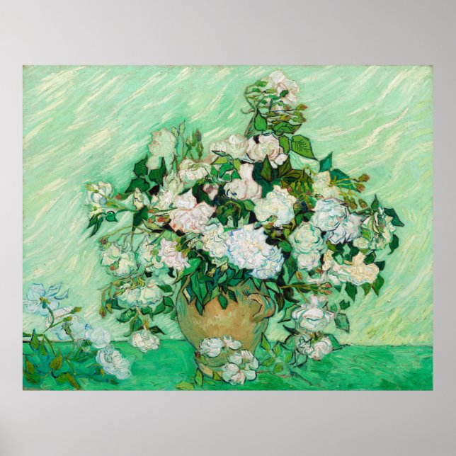 Póster Vase com Rosas de Vincent Van Gogh (Frente)