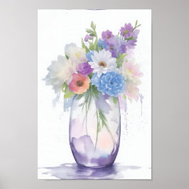 Poster Vase das flores aquáticas Cor do Pastel