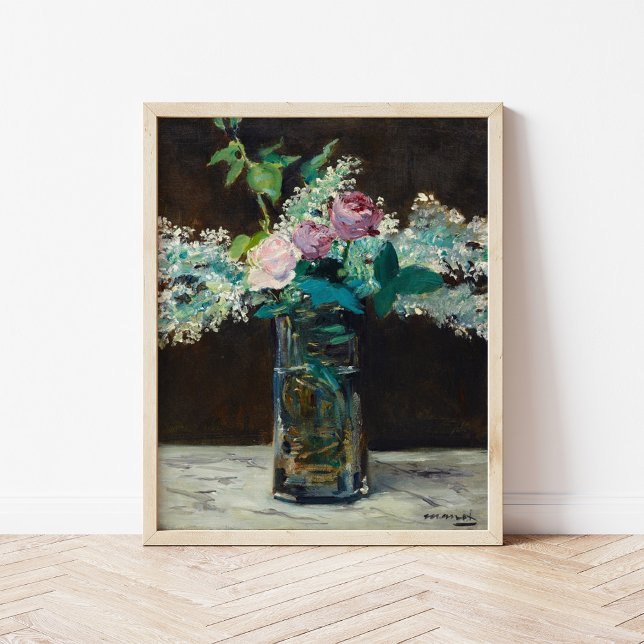 Poster Vase de Lilases Brancos e Rosas | Édouard Manet (Criador carregado)