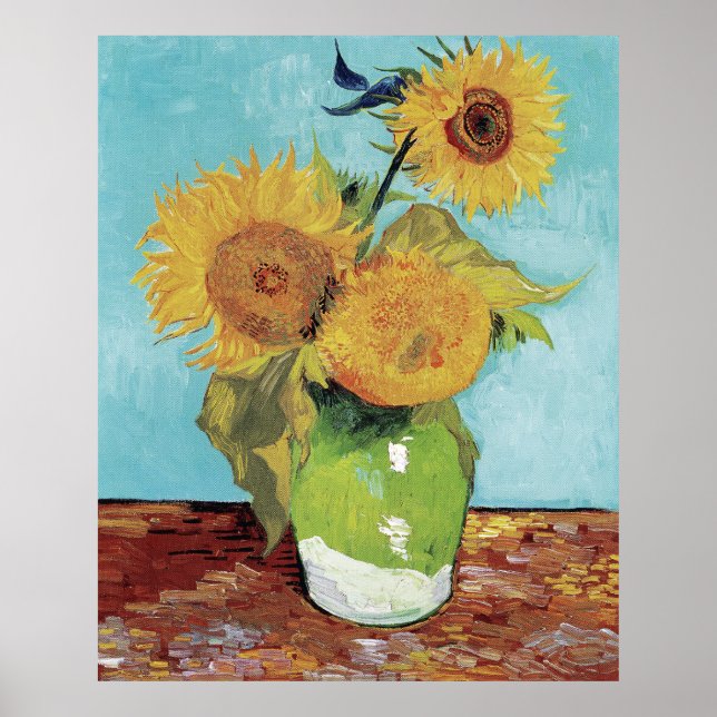 Poster Vase de Van Gogh com Três Girassóis (Frente)