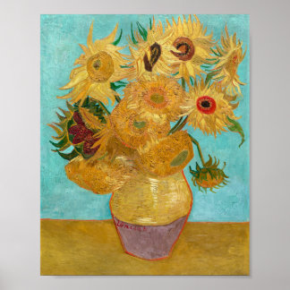 Poster Vase de Vincent van Gogh com Doze Girassóis