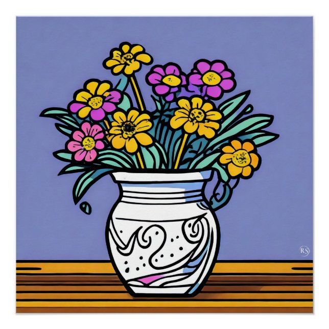 Póster Vase E Flores Poster brilhante (Frente)