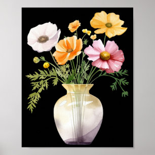 Poster Vase Flowers Watercolor Imprimível