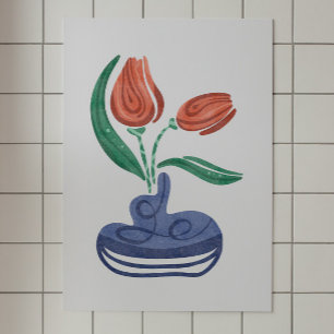 Poster Vase Moderno com Tulipas   Arte Floral Estática