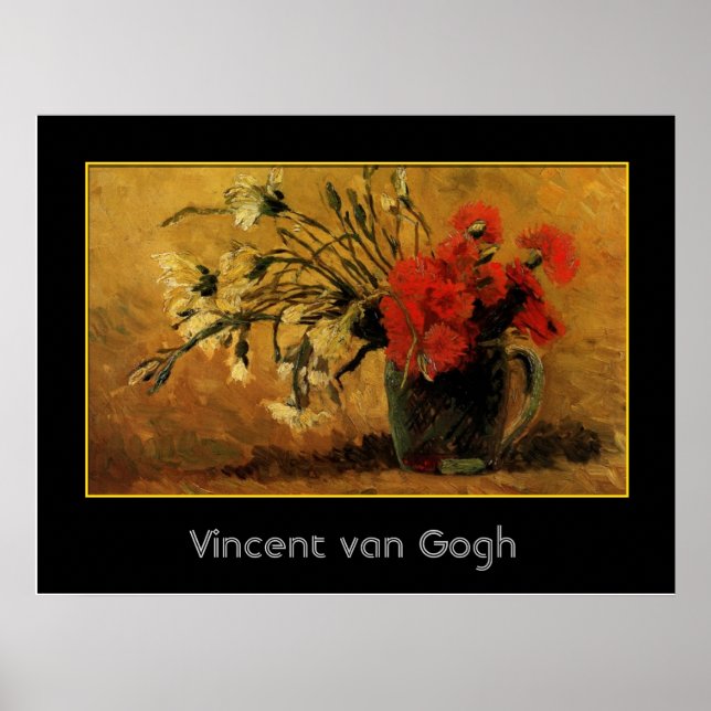 Póster vase with red and white carnations, van Gogh (Frente)