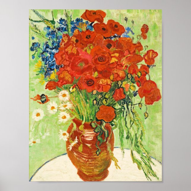 Poster Vaso com Centáureas e Papoulas, Van Gogh (Frente)