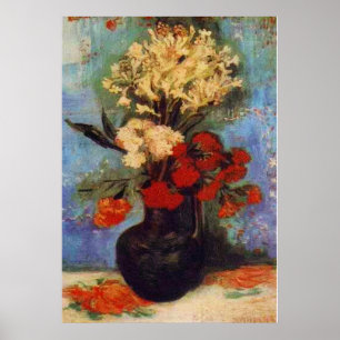 Póster vaso com cravos e outras flores van Gogh