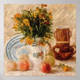 Poster Vaso com Flores, Cafeteira e Frutas, van Gogh